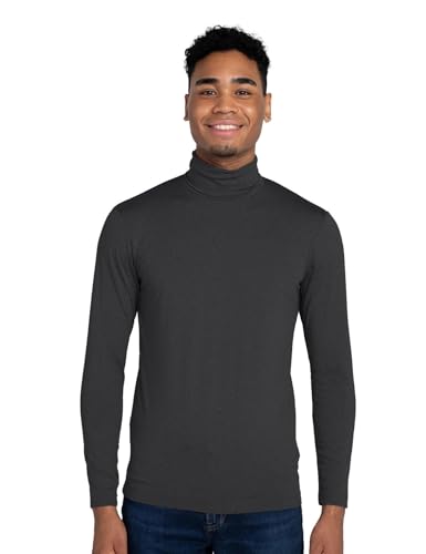 LAPASA Herren Rollkragen Thermounterhemd, Innenfleece Thermounterwäsche langärmliges Thermo-Shirt Funktionsunterwäsche Oberteil (M122), Dunkelgrau meliert (Warm), XXL von LAPASA