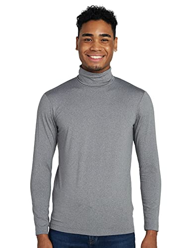 LAPASA Herren Rollkragen Thermounterhemd, Innenfleece Thermounterwäsche langärmliges Thermo-Shirt Funktionsunterwäsche Oberteil (M122), Grau meliert (Warm), L von LAPASA