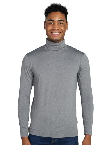 LAPASA Herren Rollkragen Thermounterhemd, Innenfleece Thermounterwäsche langärmliges Thermo-Shirt Funktionsunterwäsche Oberteil (M122), Grau meliert (Warm), XXL von LAPASA