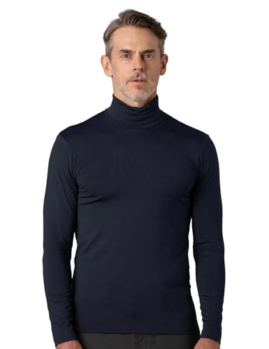 LAPASA Herren Rollkragen Thermounterhemd, Innenfleece Thermounterwäsche langärmliges Thermo-Shirt Funktionsunterwäsche Oberteil (M122), Navy (Warm), S von LAPASA