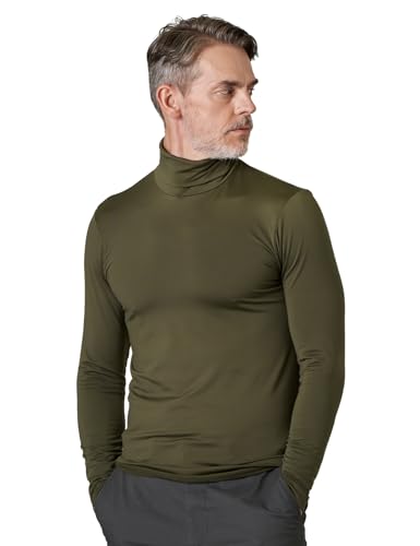 LAPASA Herren Rollkragen Thermounterhemd, Innenfleece Thermounterwäsche langärmliges Thermo-Shirt Funktionsunterwäsche Oberteil (M122), Olive Grün(Warm), XXL von LAPASA