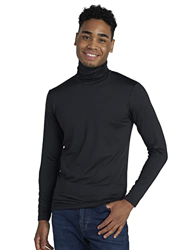 LAPASA Herren Rollkragen Thermounterhemd, Innenfleece Thermounterwäsche langärmliges Thermo-Shirt Funktionsunterwäsche Oberteil (M122), Schwarz (Warm), L von LAPASA