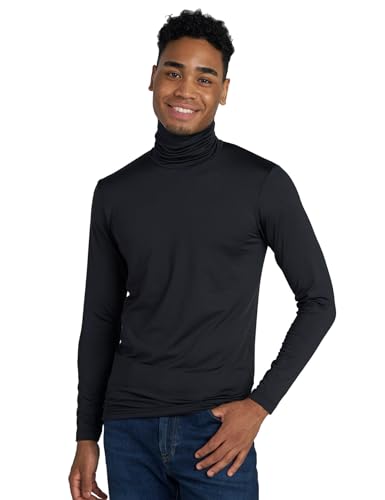 LAPASA Herren Rollkragen Thermounterhemd, Innenfleece Thermounterwäsche langärmliges Thermo-Shirt Funktionsunterwäsche Oberteil (M122), Schwarz (Warm), XXL von LAPASA