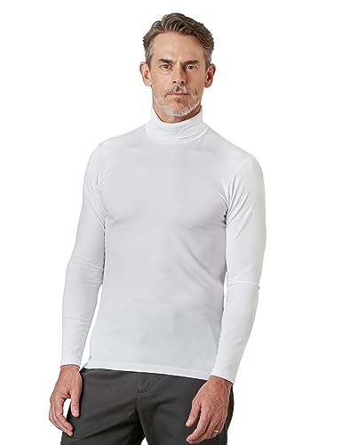 LAPASA Herren Rollkragen Thermounterhemd, Innenfleece Thermounterwäsche langärmliges Thermo-Shirt Funktionsunterwäsche Oberteil (M122), Weiß (Warm), M von LAPASA