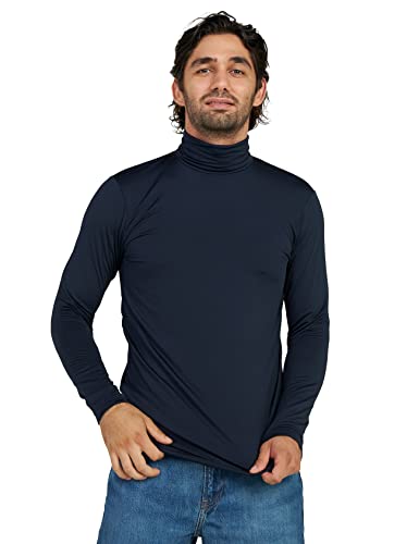 LAPASA Herren Rollkragen Thermounterhemd, Innenfleece Thermounterwäsche langärmliges Thermo-Shirt Funktionsunterwäsche Oberteil (M124), Navy (Wärmer), L von LAPASA