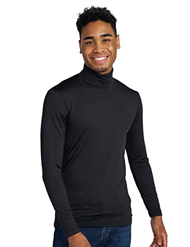 LAPASA Herren Rollkragen Thermounterhemd, Innenfleece Thermounterwäsche langärmliges Thermo-Shirt Funktionsunterwäsche Oberteil (M124), Schwarz (Wärmer), L von LAPASA