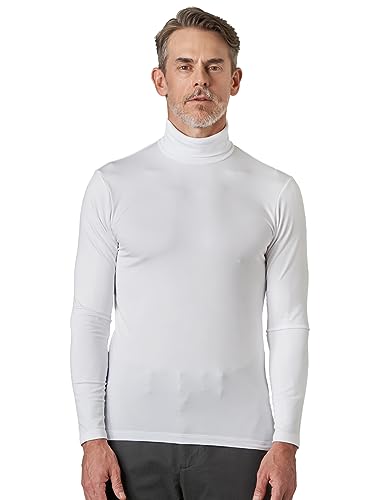 LAPASA Herren Rollkragen Thermounterhemd, Innenfleece Thermounterwäsche langärmliges Thermo-Shirt Funktionsunterwäsche Oberteil (M124), Weiß (Wärmer), L von LAPASA