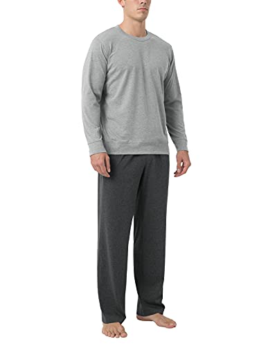 LAPASA Herren Schlafanzugset Pyjama-Set Hose Oberteil M100, M100: Grau Meliert + Dunkelgrau Meliert, L von LAPASA