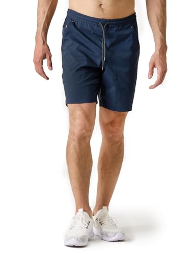 LAPASA Herren Sport Shorts mit Taschen, Schnell trocknend Workout Shorts für Männer Frühling/Sommer Loose Fit Training Hose M134, Navy, M von LAPASA