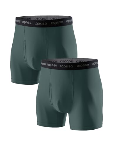 LAPASA Herren Sport Unterwäsche 2er Pack mit Eingriff, schnelltrocknend elastisch Kein Wolf Funktionsunterwäsche M16 MEHRWEG, 3.3 Inch: Grau (2er Pack), XL (letzter Abbildung zufolge) von LAPASA