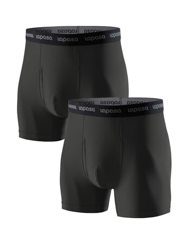 LAPASA Herren Sportunterhosen 2er Pack, Schnelltrocknende Funktionsunterwäsche Activewear Boxershorts, M, Dunkelgrau*2 von LAPASA