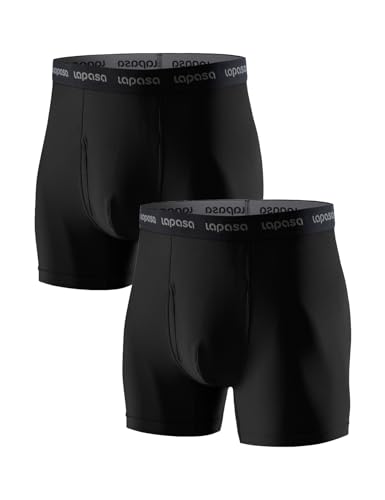 LAPASA Herren Sportunterhosen 2er Pack, Schnelltrocknende Funktionsunterwäsche Activewear Boxershorts Trunks Retroshorts für Männer M16, M, Black*2 LAPASA Herren Sportunterhosen 2er Pack, Schnelltrocknende Funktionsunterwäsche Activewear Boxershorts Trunks Retroshorts für Männer M16, M, Black*2 von LAPASA
