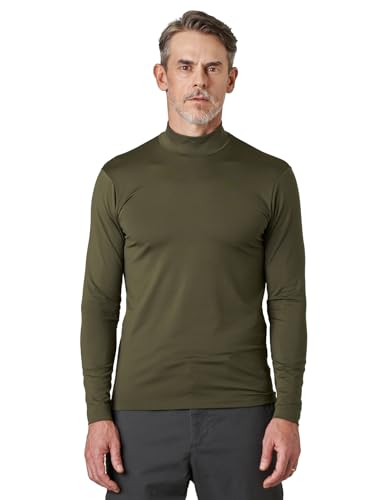 LAPASA Herren Stehkragen Thermounterhemd, Innenfleece Thermounterwäsche langarmliges Thermo Shirt Funktionsunterwäsche Oberteil (M102), Olive Grün(Warm), L von LAPASA