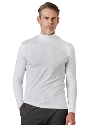 LAPASA Herren Stehkragen Thermounterhemd, Innenfleece Thermounterwäsche langarmliges Thermo Shirt Funktionsunterwäsche Oberteil (M102), Weiß (Warm), XXL von LAPASA