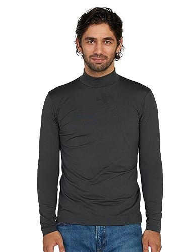 LAPASA Herren Stehkragen Thermounterhemd, Innenfleece Thermounterwäsche langarmliges Thermo Shirt Funktionsunterwäsche Oberteil (M102), Dunkelgrau meliert (Warm), M von LAPASA