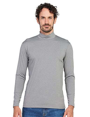 LAPASA Herren Stehkragen Thermounterhemd, Innenfleece Thermounterwäsche langarmliges Thermo Shirt Funktionsunterwäsche Oberteil (M102), Grau meliert (Warm), L von LAPASA