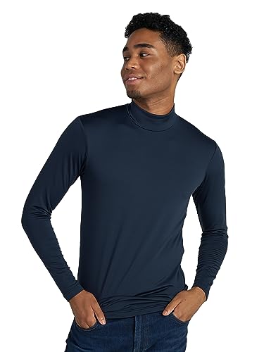 LAPASA Herren Stehkragen Thermounterhemd, Innenfleece Thermounterwäsche langarmliges Thermo Shirt Funktionsunterwäsche Oberteil (M102), Navy (Warm), L von LAPASA