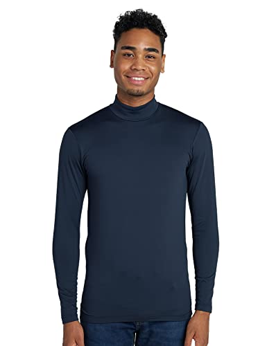 LAPASA Herren Stehkragen Thermounterhemd, Innenfleece Thermounterwäsche langarmliges Thermo Shirt Funktionsunterwäsche Oberteil (M123), Navy (Wärmer), XL von LAPASA