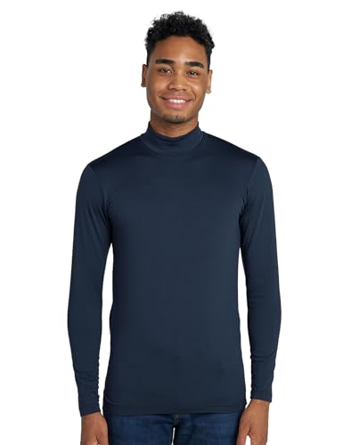 LAPASA Herren Stehkragen Thermounterhemd, Innenfleece Thermounterwäsche langarmliges Thermo Shirt Funktionsunterwäsche Oberteil (M123), Navy (Wärmer), XXL von LAPASA