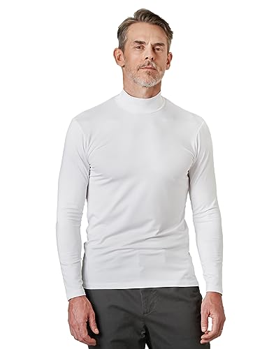 LAPASA Herren Stehkragen Thermounterhemd, Innenfleece Thermounterwäsche langarmliges Thermo Shirt Funktionsunterwäsche Oberteil (M123), Weiß (Wärmer), M von LAPASA