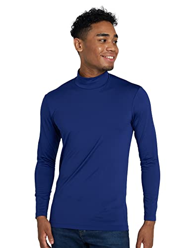 LAPASA Herren Stehkragen Thermounterhemd, Innenfleece Thermounterwäsche langarmliges Thermo Shirt Funktionsunterwäsche Oberteil (M123), Blau (Wärmer), M von LAPASA