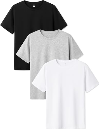 LAPASA Herren T-Shirts Baumwolle 3er Pack, Business Kurzarm Unterhemd Rundhalsausschnitt M05 von LAPASA