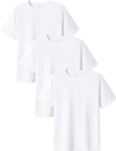 LAPASA Herren T-Shirts Baumwolle 3er Pack, Business Kurzarm Unterhemd Rundhalsausschnitt M05 von LAPASA