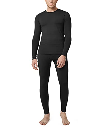 LAPASA Herren Innenfleece Thermounterwäscheset, Thermounterhemd & Thermohosen Funktionsunterwäsche Sets M11, Schwarz (Warm), XL von LAPASA