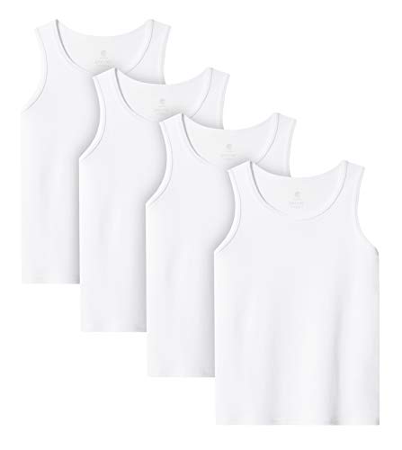 LAPASA Jungen 4er Pack Unterhemd Baumwolle Tank Top B11 (Weiß*4, Small) von LAPASA