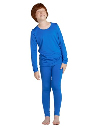 LAPASA Jungen Innenfleece Thermounterwäsche Set, Thermo Unterhemd + Hose Skiunterwäsche Funktionsunterwäsche Sets für Kinder 4-13 Jahre (Thermoflux B03), Blau, 9-10 Jahre von LAPASA