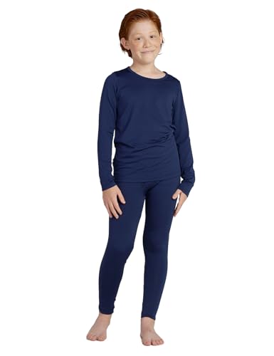 LAPASA Jungen Innenfleece Thermounterwäsche Set, Thermo Unterhemd + Hose Skiunterwäsche Funktionsunterwäsche Sets für Kinder 4-13 Jahre (Thermoflux B03), Navy, 11-12 Jahre von LAPASA