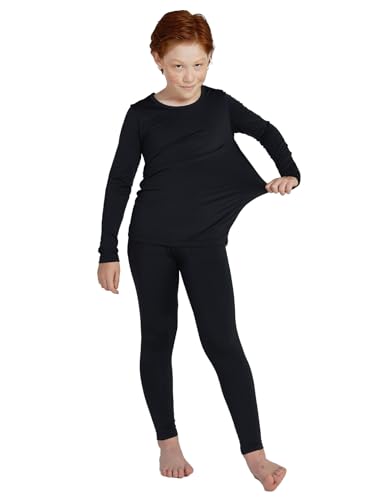 LAPASA Jungen Innenfleece Thermounterwäsche Set, Thermo Unterhemd + Hose Skiunterwäsche Funktionsunterwäsche Sets für Kinder 4-13 Jahre (Thermoflux B03), Schwarz, 4-5 Jahre von LAPASA