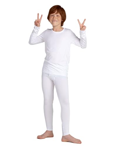 LAPASA Jungen Innenfleece Thermounterwäsche Set, Thermo Unterhemd + Hose Skiunterwäsche Funktionsunterwäsche Sets für Kinder 4-13 Jahre (Thermoflux B03), Weiß, 4-5 Jahre von LAPASA
