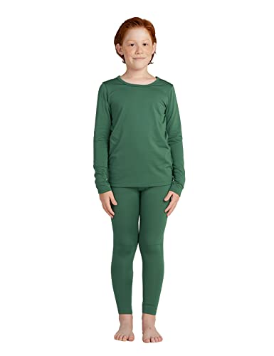 LAPASA Jungen Innenfleece Thermounterwäsche Set, Thermo Unterhemd + Hose Skiunterwäsche Funktionsunterwäsche Sets für Kinder 4-13 Jahre (Thermoflux B03), Dunkelgrün, 5-6 Jahre von LAPASA