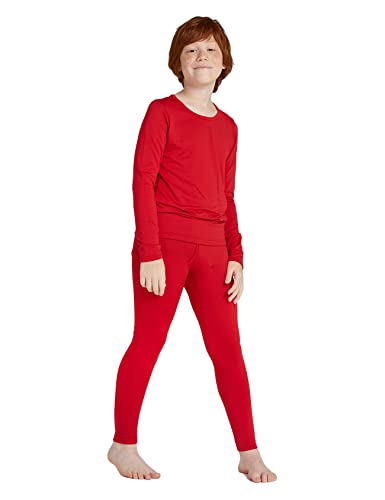 LAPASA Jungen Innenfleece Thermounterwäsche Set, Thermo Unterhemd + Hose Skiunterwäsche Funktionsunterwäsche Sets für Kinder 4-13 Jahre (Thermoflux B03), Rot, 5-6 Jahre von LAPASA