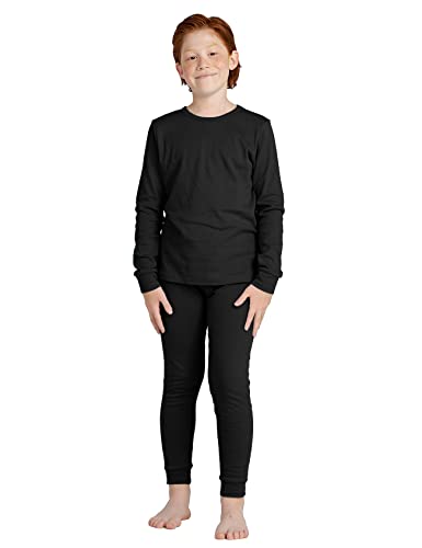 LAPASA Jungen Thermounterwäsche Set 100% Baumwolle - warmes Unterwäsche Set für Kinder, Pyjamaset - Leggings Langarmshirt (Thermoflux B10), Schwarz, 4-5 Jahre von LAPASA