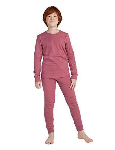 LAPASA Jungen Thermounterwäsche Set 100% Baumwolle - warmes Unterwäsche Set für Kinder, Pyjamaset - Leggings Langarmshirt (Thermoflux B10), Dunkelpink, 9-10 Jahre von LAPASA