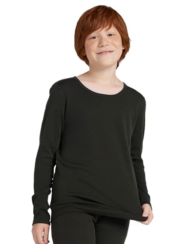 LAPASA Kinder 100% Merinowolle Thermounterhemd, Premium Merino Wolle Warme Thermounterwäsche Unterhemd Unisex K13, Grün, 9-10 Jahre von LAPASA