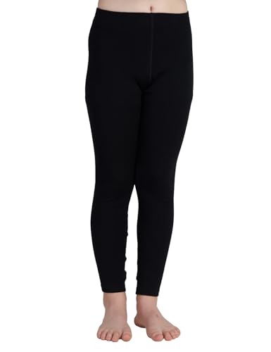 LAPASA Kinder 100% Merinowolle Thermounterhosen, Premium Merino Wolle Warme Thermounterwäsche Unterhosen Unisex K14, Schwarz Unterhosen, 5-6 Jahre von LAPASA