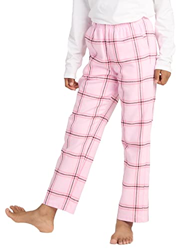 LAPASA Kinder Schlafanzughose Loungehose Freizeithose Pyjamahose Baumwolle Flanell 3-13 Jahre/ 95-165 Unisex Jungen Mädchen K06 (Rosa＋Braun, XS) von LAPASA