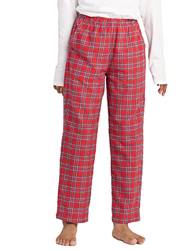 LAPASA Kinder Schlafanzughose Loungehose Freizeithose Pyjamahose Baumwolle Flanell 3-13 Jahre/ 95-165 Unisex Jungen Mädchen K06 (Rot＋Blau, XS) von LAPASA