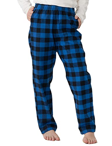 LAPASA Kinder Schlafanzughose Loungehose Freizeithose Pyjamahose Baumwolle Flanell 3-13 Jahre/ 95-165 Unisex Jungen Mädchen K06 (Schwarz+Blau, XS) von LAPASA