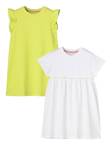LAPASA Mädchen 2er Pack Baumwoll Langschnitt-Shirts als Kleid, G20 Gelb, Weiß, 9-10 Jahre LAPASA Mädchen 2er Pack Baumwoll Langschnitt-Shirts als Kleid, G20 Gelb, Weiß, 9-10 Jahre von LAPASA