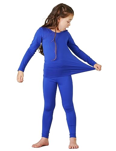 LAPASA Mädchen Innenfleece Thermounterwäsche Set, Thermo Unterhemd + Leggings Skiunterwäsche Funktionsunterwäsche Sets für Kinder 4-13 Jahre G03, Blau 2023, 4-5 Jahre von LAPASA