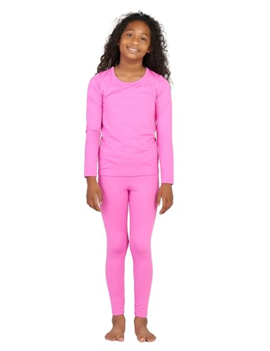 LAPASA Mädchen Innenfleece Thermounterwäsche Set, Thermo Unterhemd + Leggings Skiunterwäsche Funktionsunterwäsche Sets für Kinder 4-13 Jahre G03, Fuchsia pink, 7-8 Jahre von LAPASA