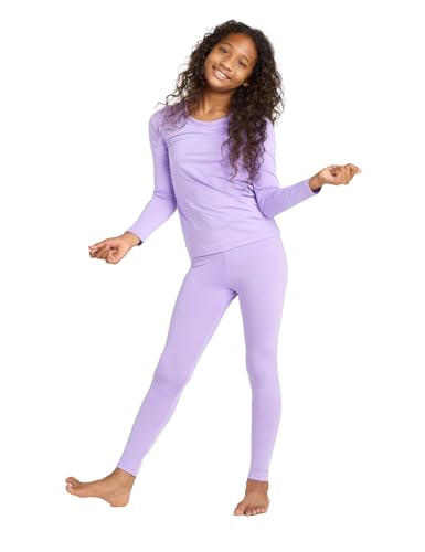 LAPASA Mädchen Innenfleece Thermounterwäsche Set, Thermo Unterhemd + Leggings Skiunterwäsche Funktionsunterwäsche Sets für Kinder 4-13 Jahre G03, Helles Lila, 9-10 Jahre von LAPASA