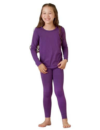 LAPASA Mädchen Innenfleece Thermounterwäsche Set, Thermo Unterhemd + Leggings Skiunterwäsche Funktionsunterwäsche Sets für Kinder 4-13 Jahre G03, Violett, 13 Jahre von LAPASA
