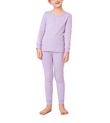 LAPASA Mädchen Thermounterwäsche Set 100% Baumwolle - warmes Unterwäsche Set für Kinder, Pyjamaset - Leggings und Langarmshirt (Thermoflux G09), Lila, 7-8 Jahre von LAPASA