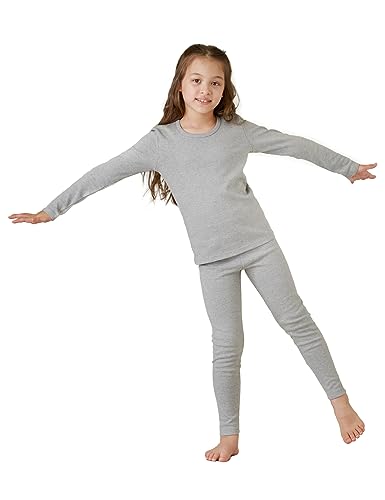 LAPASA Mädchen Thermounterwäsche Set 100% Baumwolle - warmes Unterwäsche Set für Kinder, Pyjamaset - Leggings und Langarmshirt (Thermoflux G09) von LAPASA