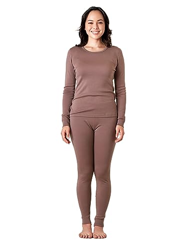 LAPASA Merino Wolle Thermounterwäsche Set Damen, Merinowolle extra warm (L91), Hellbraun (Extra warm), XS von LAPASA